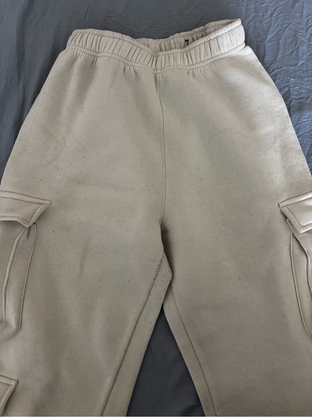 Women's Cream Cargo Joggers with Elastic Waist
